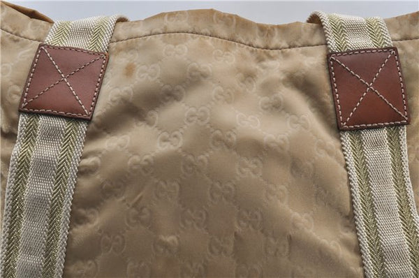 Authentic GUCCI Shoulder Tote Bag GG Nylon Leather 189669 Beige Brown 9077D