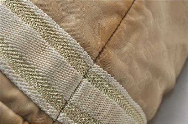 Authentic GUCCI Shoulder Tote Bag GG Nylon Leather 189669 Beige Brown 9077D