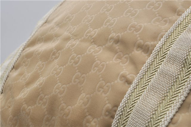 Authentic GUCCI Shoulder Tote Bag GG Nylon Leather 189669 Beige Brown 9077D