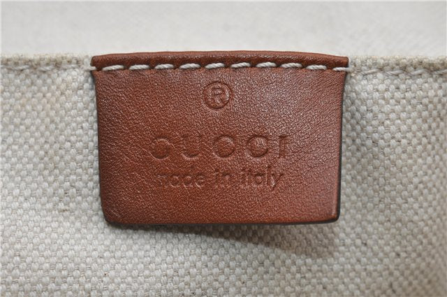 Authentic GUCCI Shoulder Tote Bag GG Nylon Leather 189669 Beige Brown 9077D