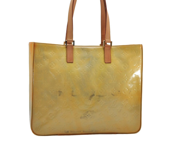 Authentic Louis Vuitton Vernis Columbus Shoulder Tote Bag Yellow M91028 LV 9079D