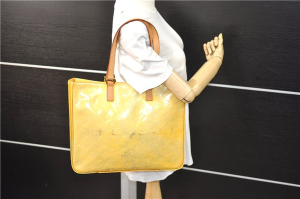 Authentic Louis Vuitton Vernis Columbus Shoulder Tote Bag Yellow M91028 LV 9079D