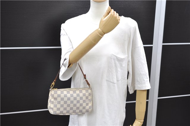 Authentic Louis Vuitton Damier Azur Pochette Accessoires Pouch N51986 LV 9081D