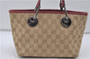 Authentic GUCCI Eclipse Hand Bag Purse GG Canvas Leather 120844 Beige Pink 9083D