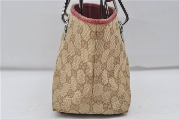 Authentic GUCCI Eclipse Hand Bag Purse GG Canvas Leather 120844 Beige Pink 9083D