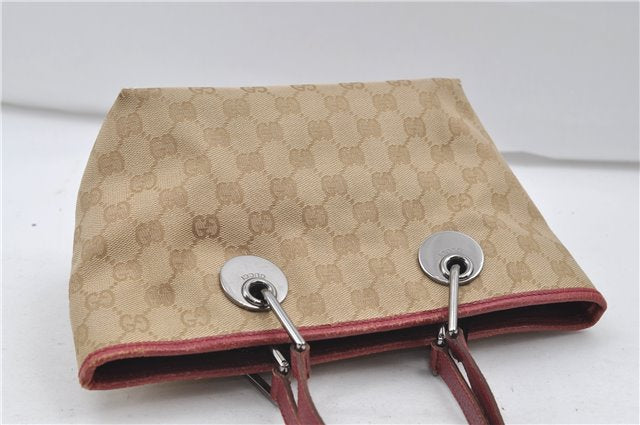 Authentic GUCCI Eclipse Hand Bag Purse GG Canvas Leather 120844 Beige Pink 9083D