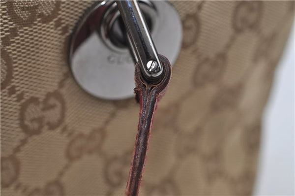 Authentic GUCCI Eclipse Hand Bag Purse GG Canvas Leather 120844 Beige Pink 9083D