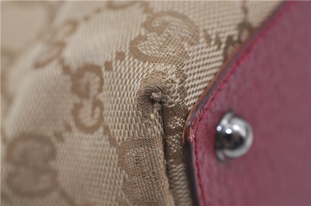 Authentic GUCCI Eclipse Hand Bag Purse GG Canvas Leather 120844 Beige Pink 9083D