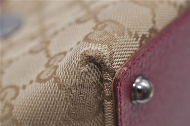 Authentic GUCCI Eclipse Hand Bag Purse GG Canvas Leather 120844 Beige Pink 9083D