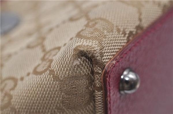 Authentic GUCCI Eclipse Hand Bag Purse GG Canvas Leather 120844 Beige Pink 9083D