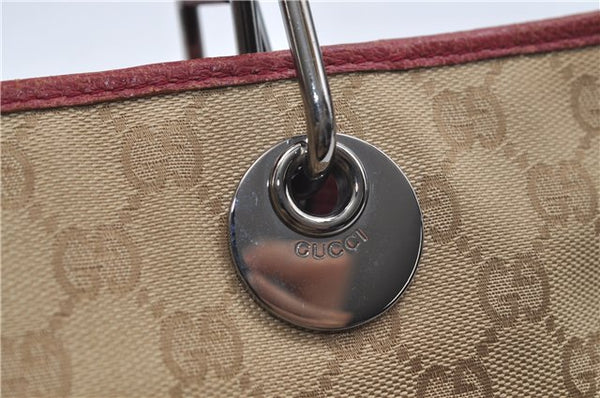 Authentic GUCCI Eclipse Hand Bag Purse GG Canvas Leather 120844 Beige Pink 9083D