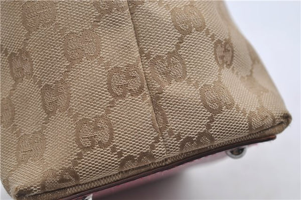 Authentic GUCCI Eclipse Hand Bag Purse GG Canvas Leather 120844 Beige Pink 9083D
