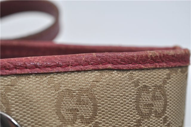 Authentic GUCCI Eclipse Hand Bag Purse GG Canvas Leather 120844 Beige Pink 9083D