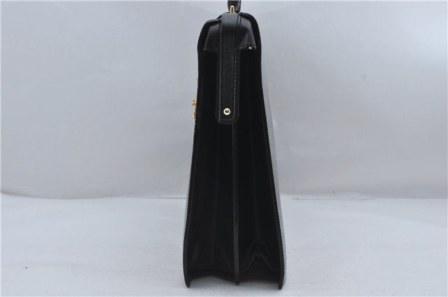 Authentic Louis Vuitton Epi Serviette Fermoir Briefcase M54352 Black LV 9096D