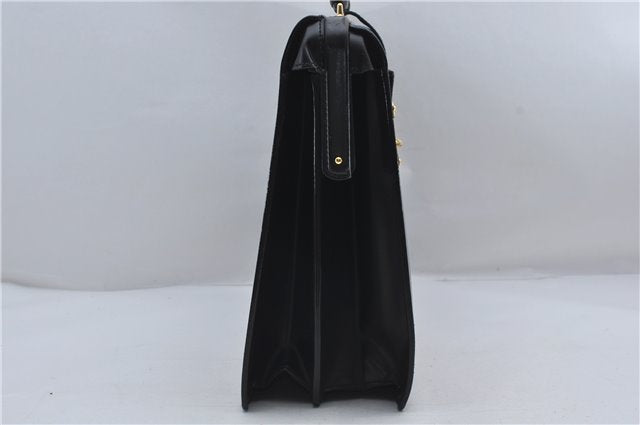 Authentic Louis Vuitton Epi Serviette Fermoir Briefcase M54352 Black LV 9096D