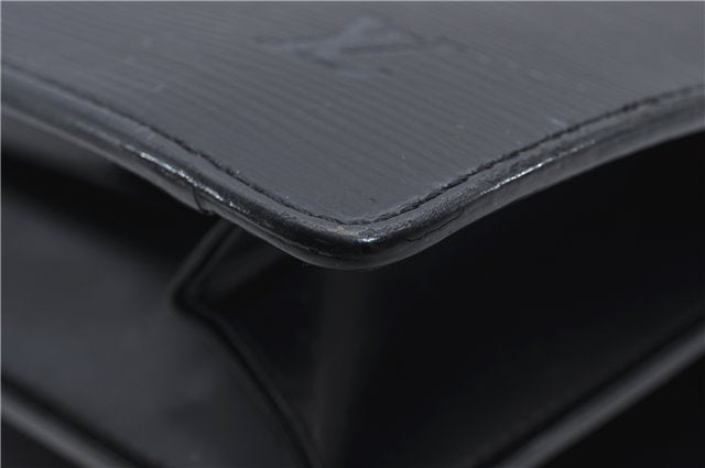 Authentic Louis Vuitton Epi Serviette Fermoir Briefcase M54352 Black LV 9096D