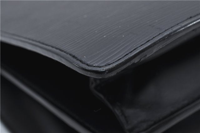 Authentic Louis Vuitton Epi Serviette Fermoir Briefcase M54352 Black LV 9096D