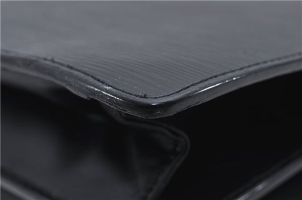 Authentic Louis Vuitton Epi Serviette Fermoir Briefcase M54352 Black LV 9096D