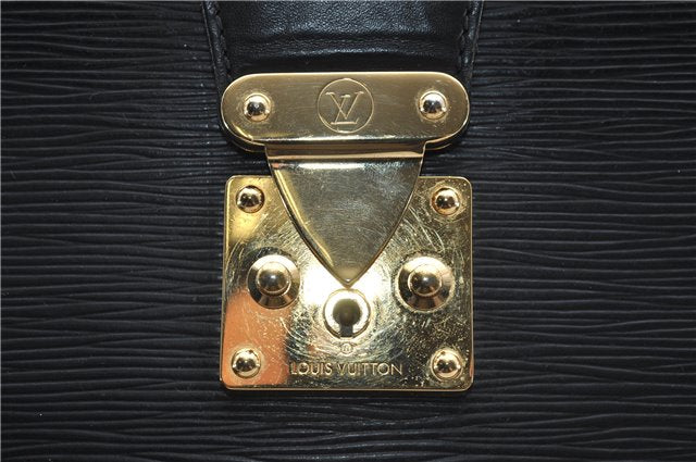 Authentic Louis Vuitton Epi Serviette Fermoir Briefcase M54352 Black LV 9096D