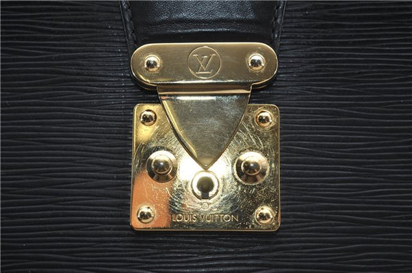 Authentic Louis Vuitton Epi Serviette Fermoir Briefcase M54352 Black LV 9096D