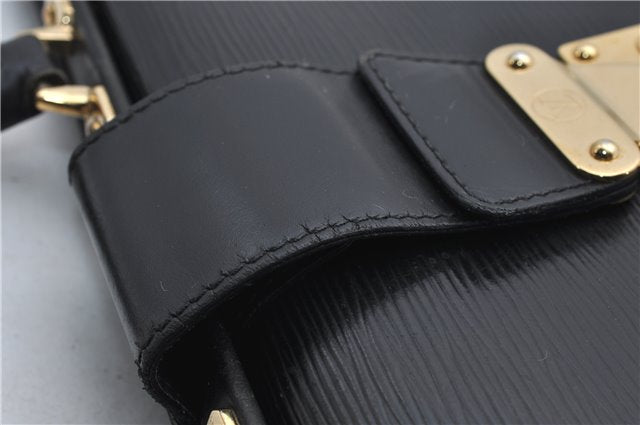 Authentic Louis Vuitton Epi Serviette Fermoir Briefcase M54352 Black LV 9096D
