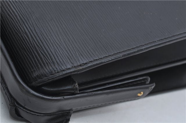 Authentic Louis Vuitton Epi Serviette Fermoir Briefcase M54352 Black LV 9096D