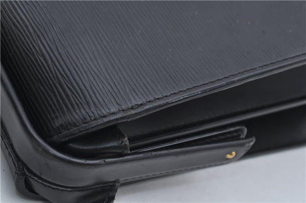 Authentic Louis Vuitton Epi Serviette Fermoir Briefcase M54352 Black LV 9096D