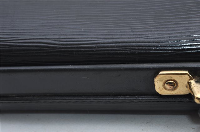 Authentic Louis Vuitton Epi Serviette Fermoir Briefcase M54352 Black LV 9096D