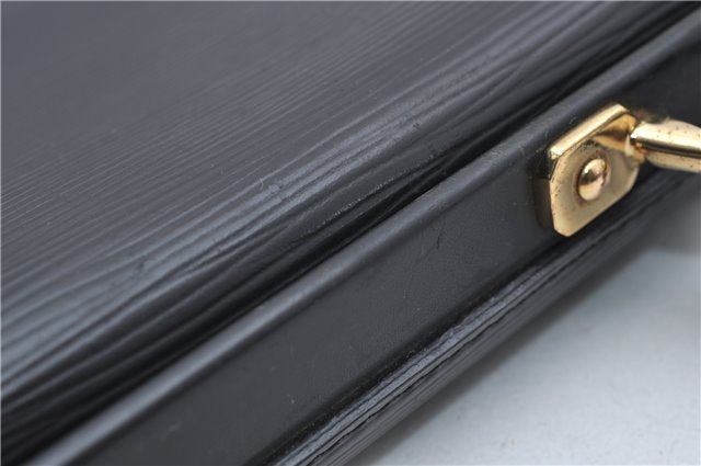 Authentic Louis Vuitton Epi Serviette Fermoir Briefcase M54352 Black LV 9096D