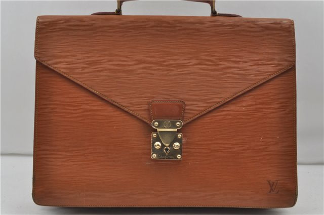 Auth Louis Vuitton Epi Serviette Ambassadeur Brown Briefcase M54418 LV 9098D