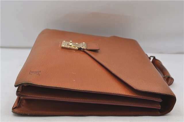 Auth Louis Vuitton Epi Serviette Ambassadeur Brown Briefcase M54418 LV 9098D
