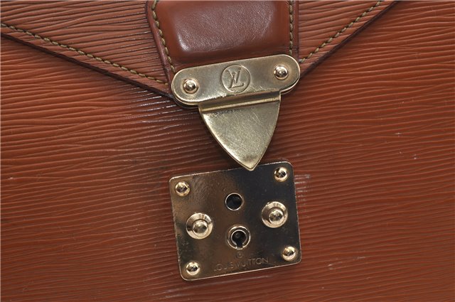 Auth Louis Vuitton Epi Serviette Ambassadeur Brown Briefcase M54418 LV 9098D