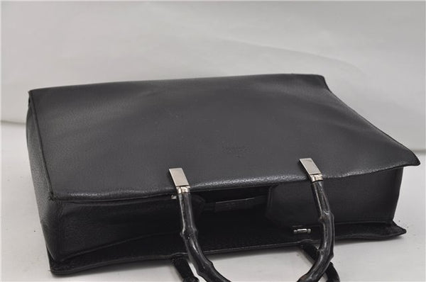 Authentic GUCCI Bamboo 2Way Tote Hand Bag Leather 0021034 Black 9107D