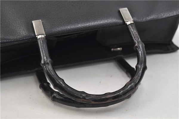 Authentic GUCCI Bamboo 2Way Tote Hand Bag Leather 0021034 Black 9107D
