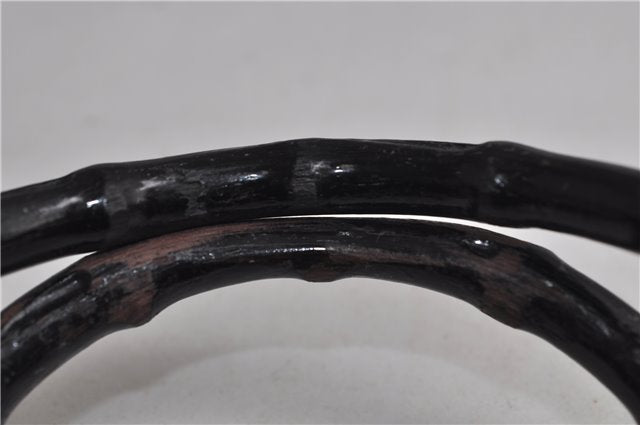 Authentic GUCCI Bamboo 2Way Tote Hand Bag Leather 0021034 Black 9107D