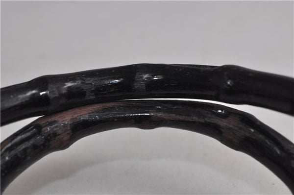 Authentic GUCCI Bamboo 2Way Tote Hand Bag Leather 0021034 Black 9107D