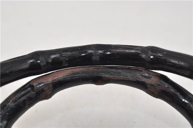 Authentic GUCCI Bamboo 2Way Tote Hand Bag Leather 0021034 Black 9107D