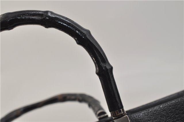 Authentic GUCCI Bamboo 2Way Tote Hand Bag Leather 0021034 Black 9107D