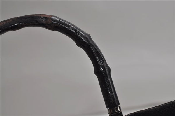 Authentic GUCCI Bamboo 2Way Tote Hand Bag Leather 0021034 Black 9107D