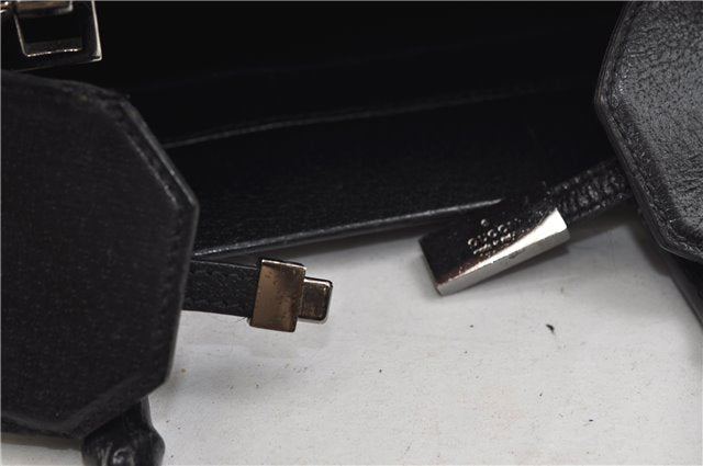 Authentic GUCCI Bamboo 2Way Tote Hand Bag Leather 0021034 Black 9107D