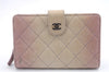 Authentic CHANEL Leather Bifold Wallet Purse Pink Ivory CC Logo 9113C