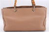 Auth GUCCI Bamboo Shopper Medium 2Way Tote Hand Bag Leather 323660 Beige 9118D