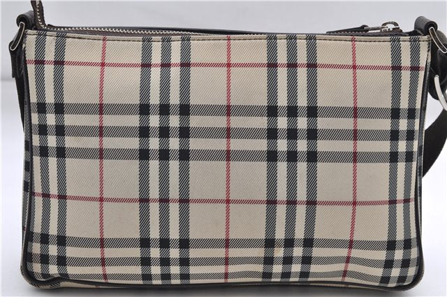 Authentic BURBERRY Nova Check Canvas Leather Shoulder Cross Body Bag Beige 9119D