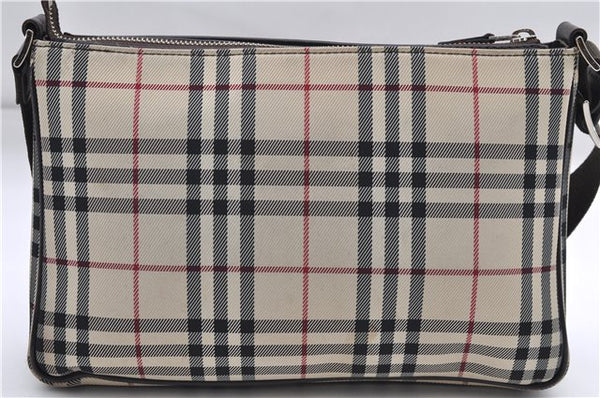 Authentic BURBERRY Nova Check Canvas Leather Shoulder Cross Body Bag Beige 9119D