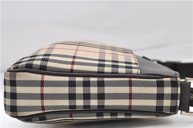 Authentic BURBERRY Nova Check Canvas Leather Shoulder Cross Body Bag Beige 9119D