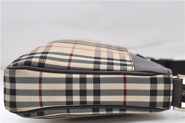 Authentic BURBERRY Nova Check Canvas Leather Shoulder Cross Body Bag Beige 9119D