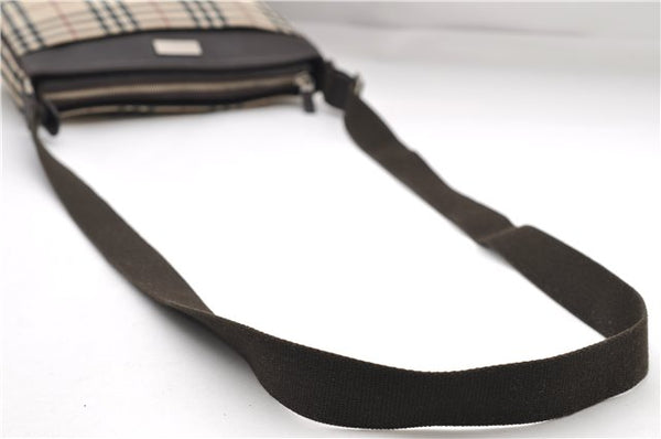 Authentic BURBERRY Nova Check Canvas Leather Shoulder Cross Body Bag Beige 9119D