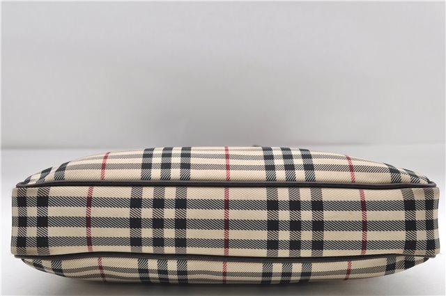 Authentic BURBERRY Nova Check Canvas Leather Shoulder Cross Body Bag Beige 9119D