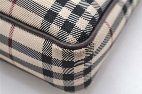 Authentic BURBERRY Nova Check Canvas Leather Shoulder Cross Body Bag Beige 9119D