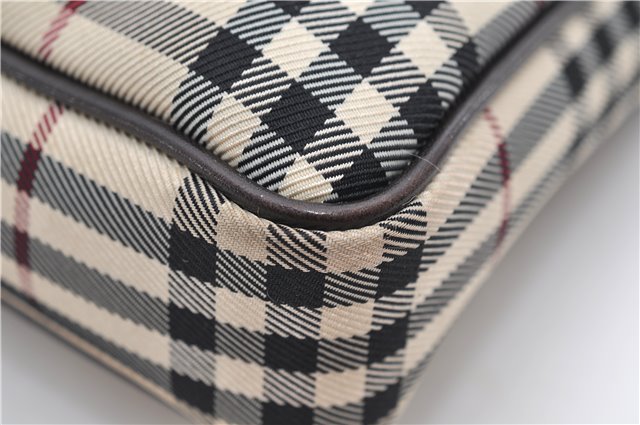 Authentic BURBERRY Nova Check Canvas Leather Shoulder Cross Body Bag Beige 9119D